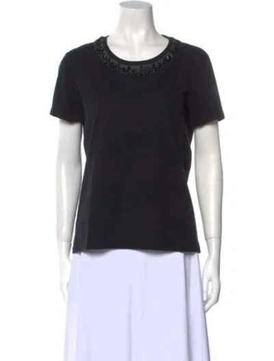 Pre-owned Prada Scoop Neck Short Sleeve T-shirt In Black