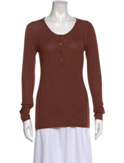 Pre-owned Prada Scoop Neck Sweater In Brown