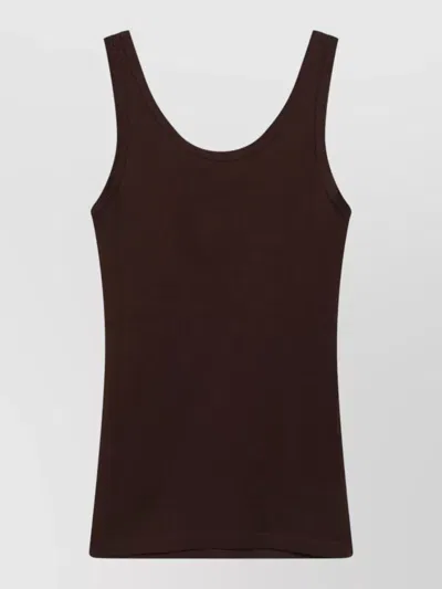 Prada Scoop Neckline Sleeveless Loungewear Top In Brown
