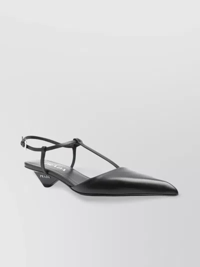 Prada Sculpted Low Heel Calfskin Pumps