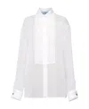 Prada Sheer Organza Pleated Blouse In White