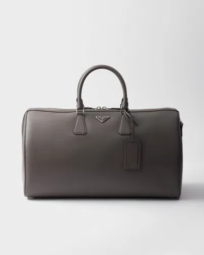 Prada Saffiano Leather Travel Bag In Purple