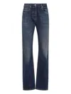 Prada Low-waist Tapered Bleached Denim Trousers In Blue