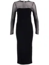 Prada Semi-sheer Midi Dress In Schwarz