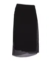 Prada Black Georgette Midi Skirt In Black