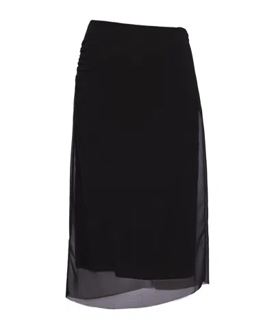 PRADA PRADA SEMI-SHEER PENCIL MIDI SKIRT