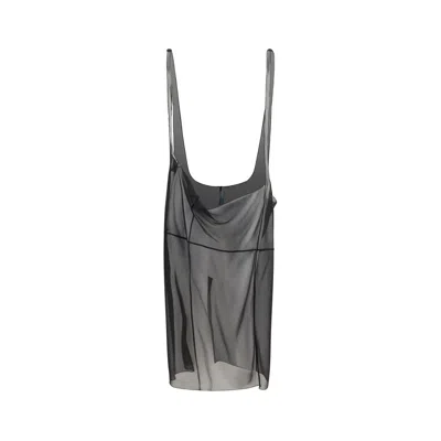 Prada Semi-sheer Cigaline With Suspender Straps Skirt In Gray