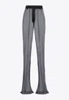 Prada Black Semi-sheer Flared Trousers In Gray