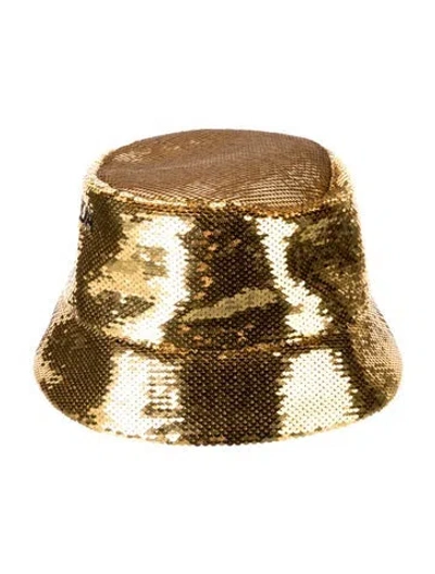 Pre-owned Prada Sequin Bucket Hat In Gold