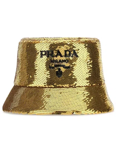 PRADA SEQUIN-EMBELLISHED BUCKET HAT