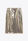 Prada Embroidered And Sequined Skirt In Gold