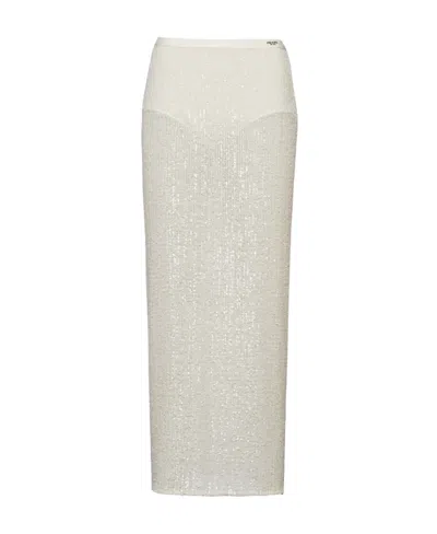 Prada Sequin-embellished Midi Skirt In Beige