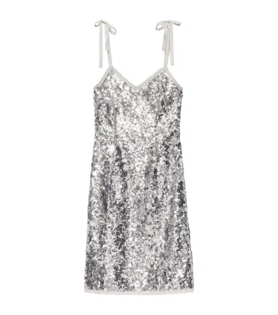 Prada Sequin-embellished Mini Dress In Silver