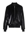 Prada Sequin-embellished Zip-front Bomber Jacket In Black