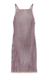 Prada Sequin-embroidered Mesh Mini Dress In Pink