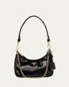 Prada Re-nylon And Sequin Mini-bag In Black