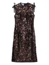 Prada Abito In Paillettes Marroni Donna In Brown