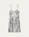 Prada Sequin Tie-shoulder Midi Dress In Metallic