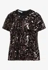 Prada Sequined Crewneck Top In Purple