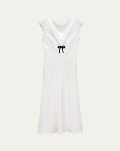 Prada Sequined Satin Jersey Dress In White