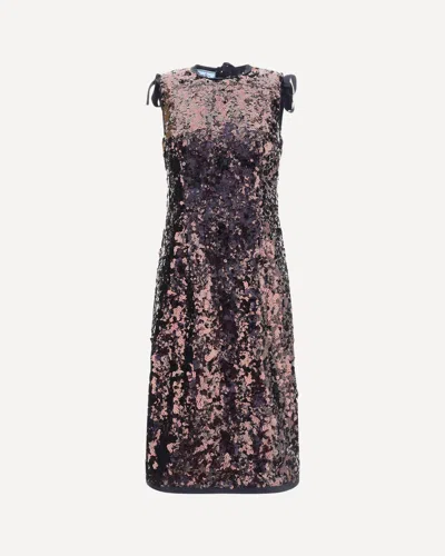 Prada Sequined Midi Dress In Purple