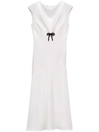 Prada Sequined Satin Jersey Dress In White