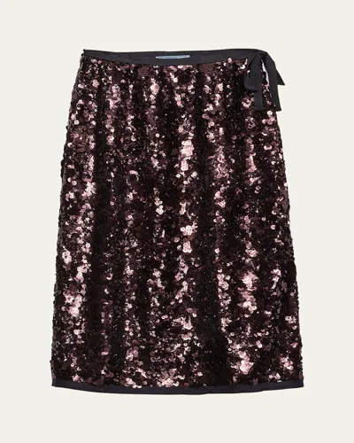 Prada Sequined Midi Skirt In Gray