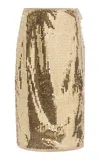 Prada Embroidered And Sequined Skirt In Gold