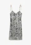 Prada Sequin Mini Dress Adjustable Straps In Silver