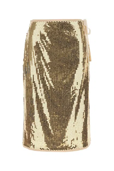 Prada Sequined Pencil Skirt In Gold