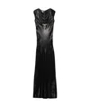 Prada Sequined Satin Long Dress In Black