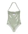 Prada Sequined Tulle Bodysuit In Light Green