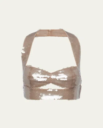 PRADA SEQUINED TULLE HALTER TOP