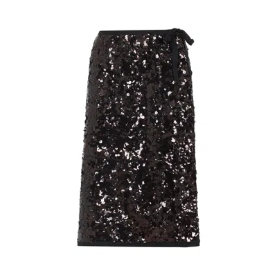 Prada Sequin-embellished Midi Skirt In Black