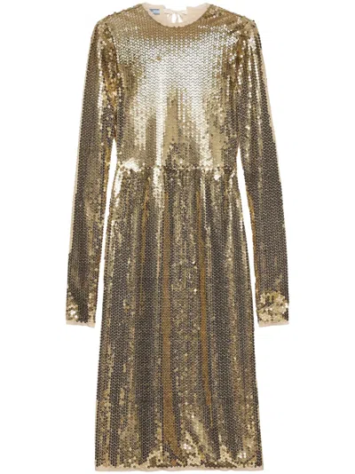 Prada Kleid Mit Paillettenbesatz In Gold