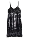 Prada Sequinned Lace-trim Velvet Midi Dress In Black