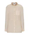 Prada Embroidered Organza Shirt In Nude