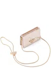 Prada Triangle Logo Sequin Card Holder With Chain Strap In F0770 Cammeo