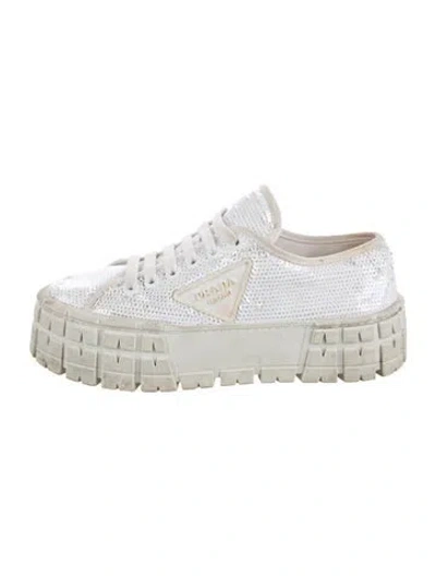 Pre-owned Prada Sequins Graphic Print Chunky Sneakers In Neutrals