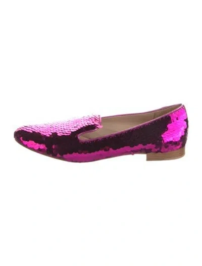 Pre-owned Prada Sequins Loafers In Pink