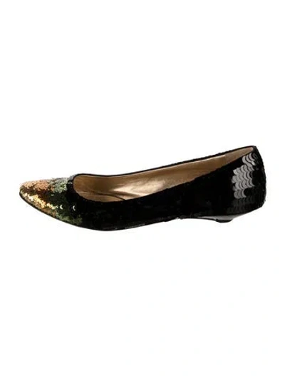 Pre-owned Prada Sequins Patterned Ballet Flats In Black