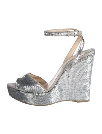 Pre-owned Prada Sequins Patterned Pumps In Metallic/silver