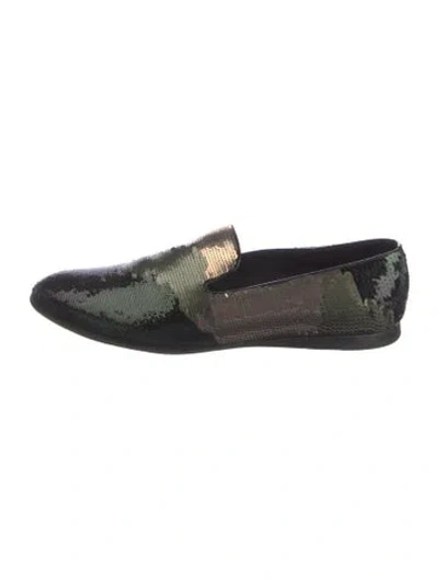 Pre-owned Prada Sequins Printed Loafers In Black