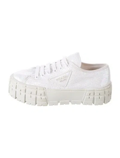 Pre-owned Prada Sequins Sequin Embellishments Chunky Sneakers In White