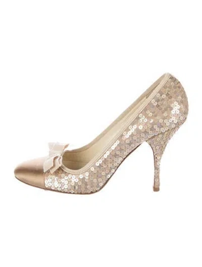 Pre-owned Prada Sequins Sequin Embellishments Pumps In Neutrals