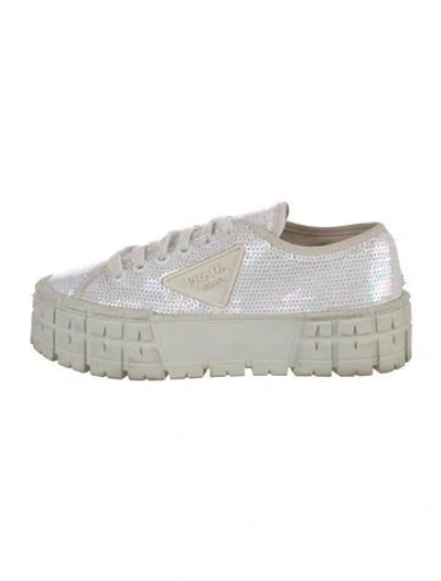 Pre-owned Prada Sequins Sequin Embellishments Sneakers In Neutral