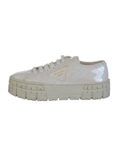 Pre-owned Prada Sequins Sequin Embellishments Sneakers In White