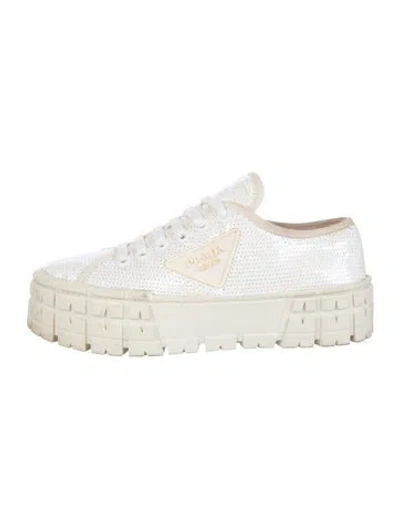 Pre-owned Prada Sequins Sequin Embellishments Sneakers In White