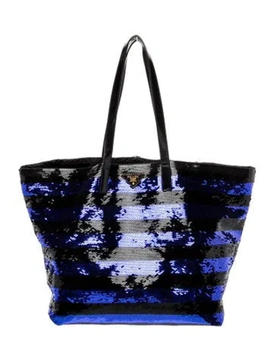Pre-owned Prada Sequins Tote In Black