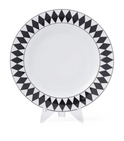 Prada Set Of 2 Chequerboard Dinner Plates In White